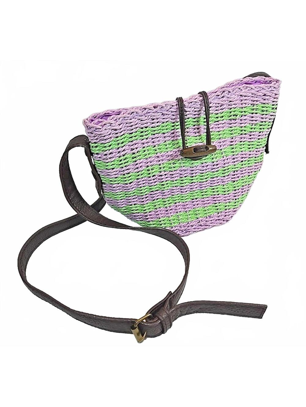 Sun N Sand Crossbody Painted Straw Purse Bag  Vacation Beach Tropical 9”x 6”